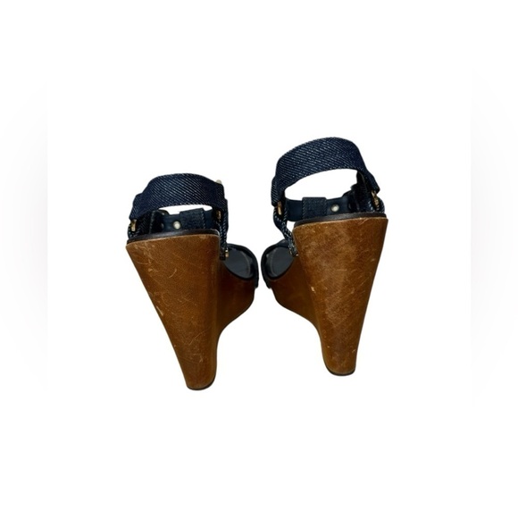 Tory Burch Beckett Denim Wedge Size 9.5 - Picture 7 of 11